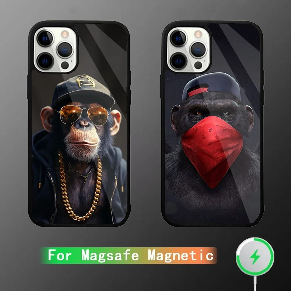 Крутой телефонный чехол с изображением обезьяны Gorilla Ape для iPhone 15,14,13,12,11,Plus,Pro,Max Mini Magsafe, магнитная Беспроводная зарядка