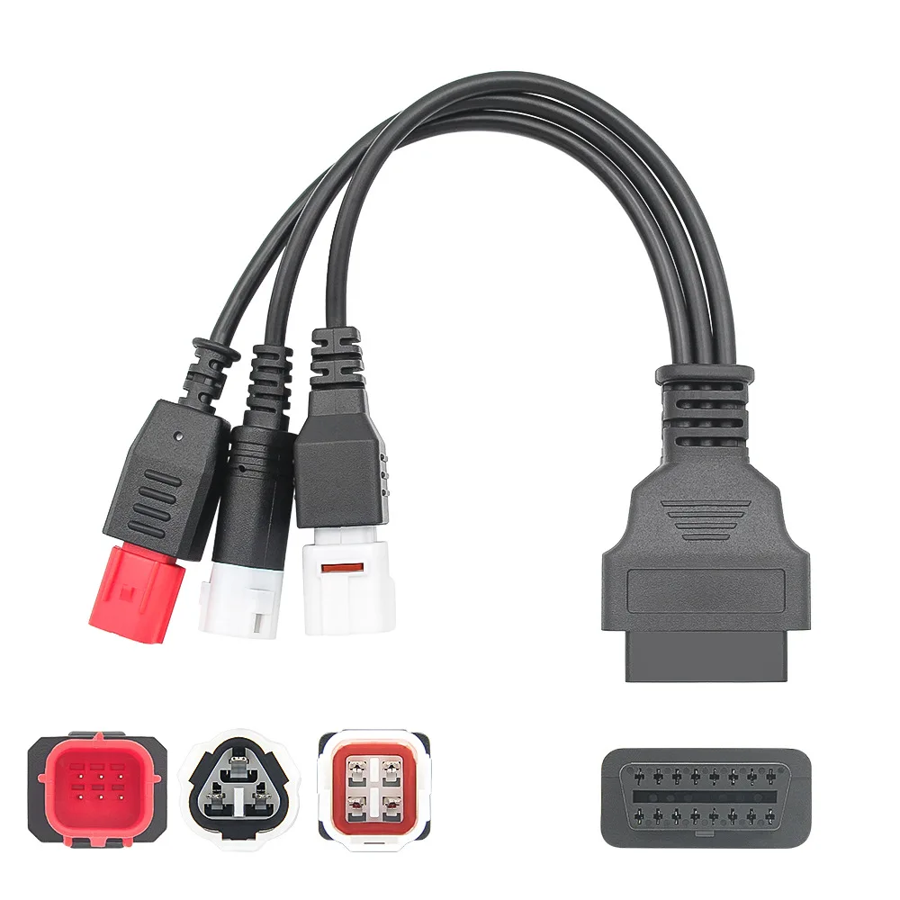 Фото 3 в 1 OBD2 разъем 3-контактный и 4-контактный для Yamaha до 16-контактного OBD2 диагностического кабеля 6-контактный для Hon-da OBD 2 удлинительный кабель мотоциклетный кабель №3