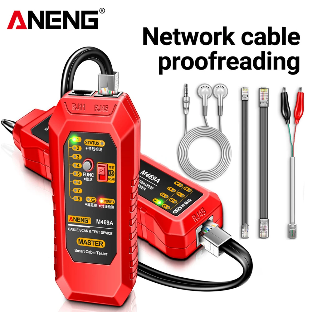 Сетевой кабельный прибор ANENG M469A, тестер для обнаружения RJ45 RJ11 LAN кабелей, инструмент для проверки защиты от помех, инструмент для ремонта сети