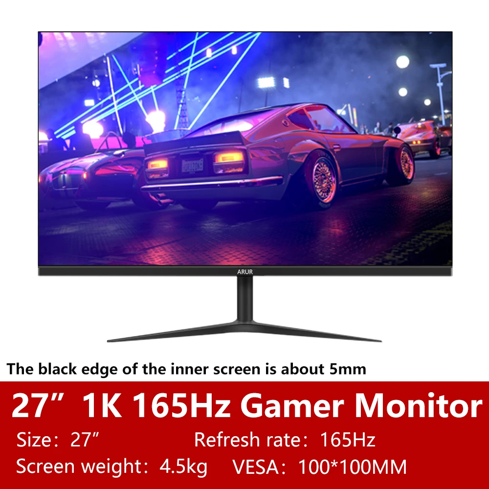 Фото ARUR 27-дюймовый ПК IPS монитор 144 Гц ЖК-дисплей HD 165 Гц Настольный игровой компьютер экран плоская панель HDMI-Совместимость/DP №2
