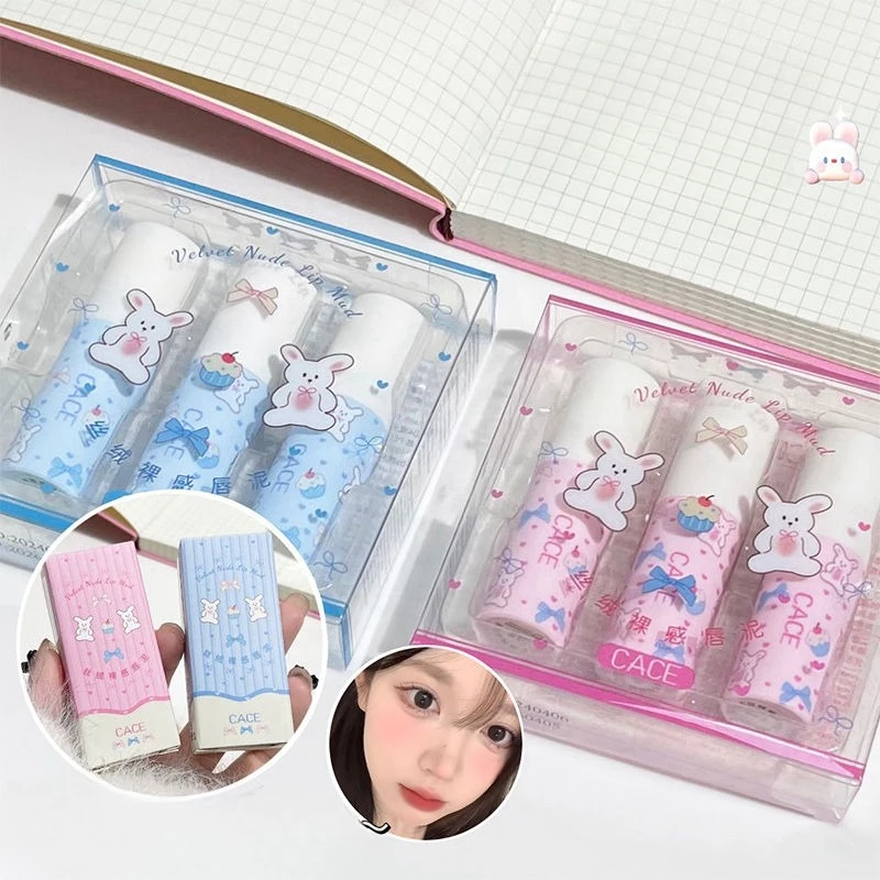 Фото MINISO KUROMI, новый высокий внешний вид, милая корейская глина для губ для девочек, матовая бархатная помада без цвета, выцветающая без чашки, студенческая помада №3