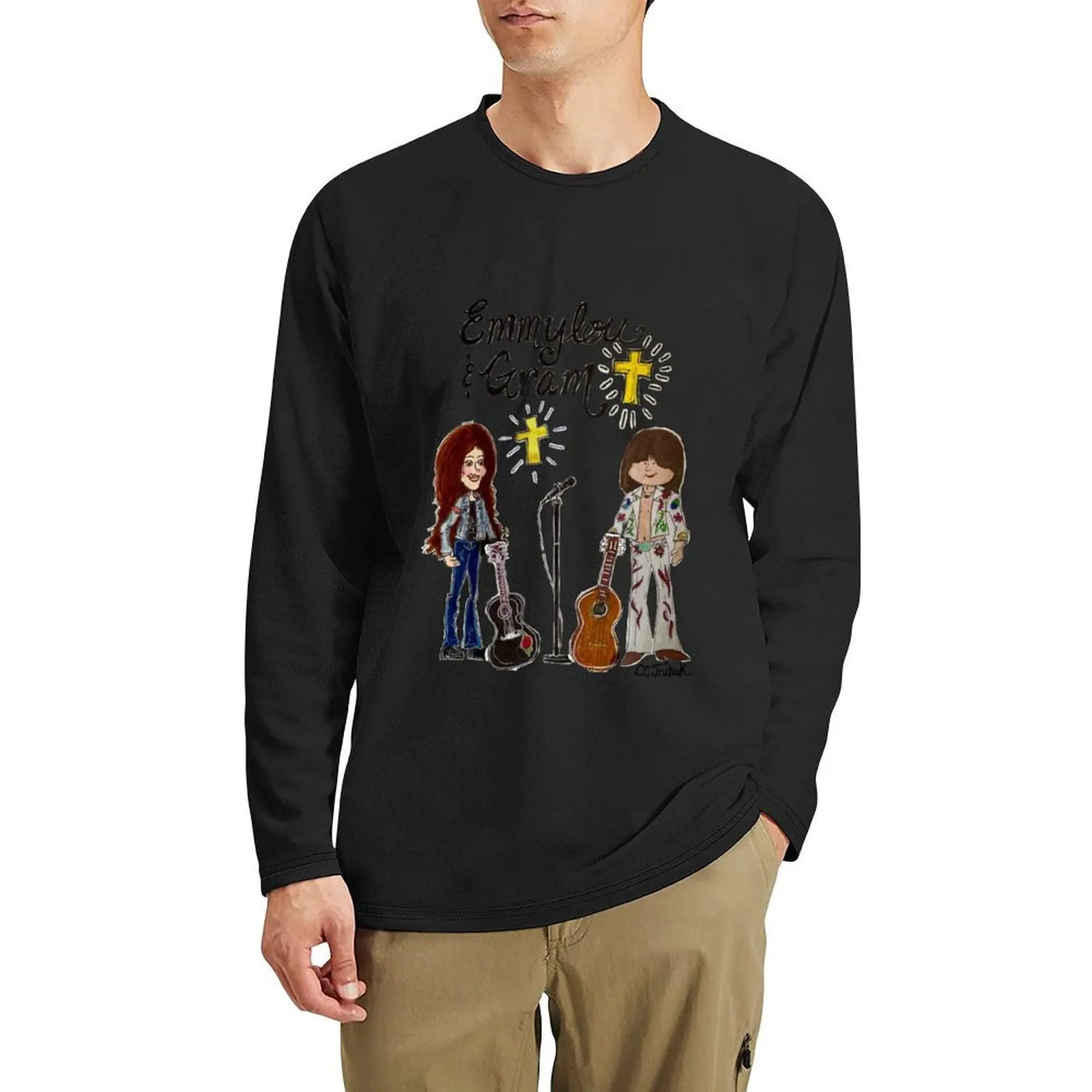 CC Trubiak's Emmylou & Gram Long T-Shirt футболки с рисунком футболка большого размера быстросохнущая футболка мужская одежда