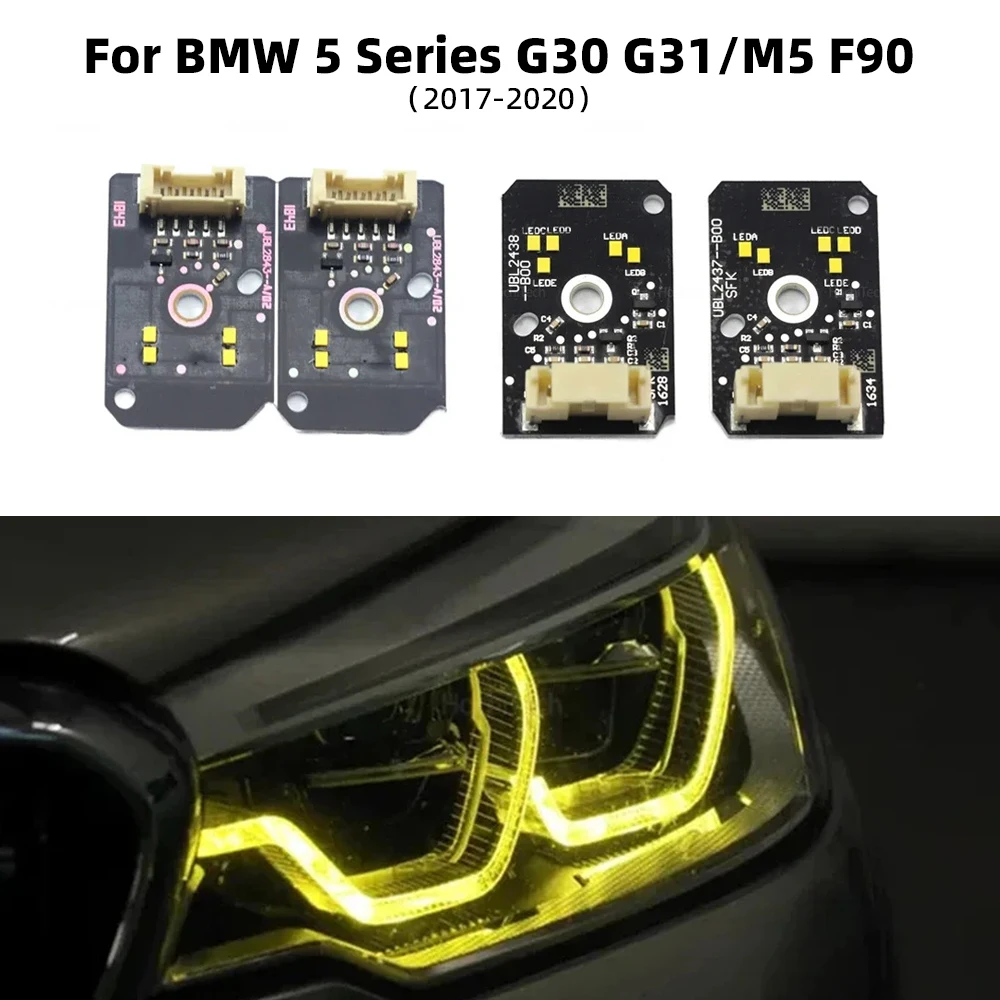 Лимонно-желтые светодиодные платы Angel Eyes DRL для BMW 5 серии 2017-2020 G30 G31 F90 M5, адаптивные фары, дневные ходовые огни