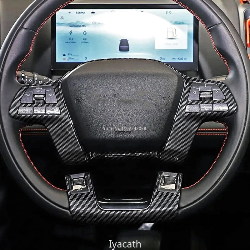 Фото LHD RHD для BYD Shark 6 2024 2025 ABS, дверная ручка из углеродного волокна, оконный переключатель, панель переключения передач, рулевое колесо, вентиляционная крышка переменного тока, отделка №4
