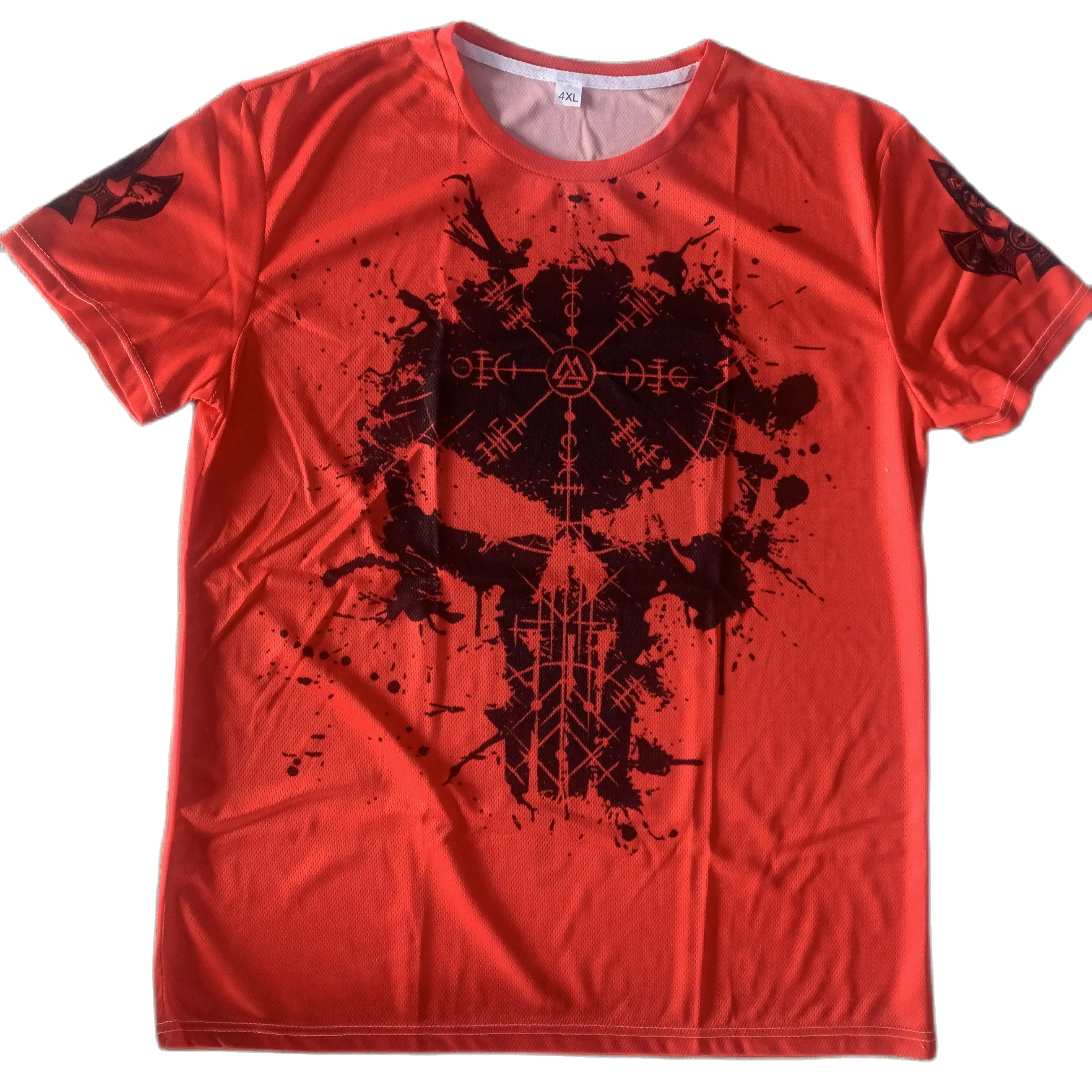 Фото Мужские футболки с рисунком символ викингов Raven Tattoo Red 3D, летние повседневные футболки с круглым вырезом и коротким рукавом, уличные футболки унисекс, топы №3