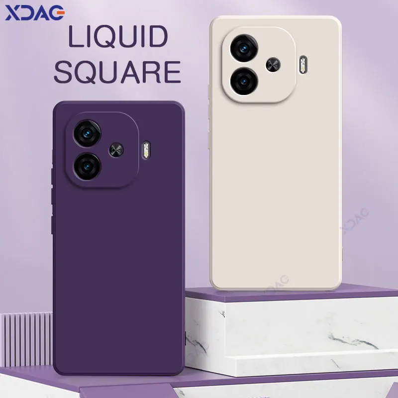 Роскошные Чехлы для телефона VIVO iQOO Z9 Turbo 5G оригинальный квадратный жидкий силиконовый чехол IQOOZ9Turbo iQOOZ9 Z9Turbo мягкий чехол