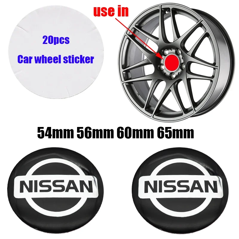 Фото 2025 Горячие 20 шт. новые Nissan 65 мм 60 мм 56 мм 54 мм 3D эмблема колеса автомобиля, центральная крышка ступицы колеса, авто обод, ремонт, значок, крышки, наклейка, аксессуары №3