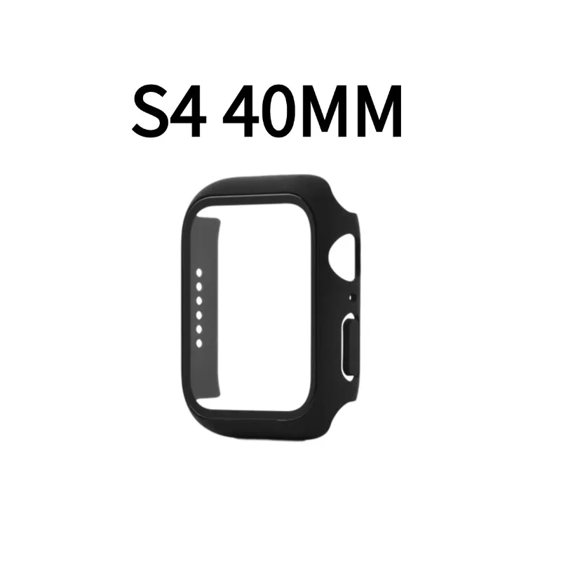 Стеклянная пленка + фотоэлемент для часов Apple Watch Φ 4 40 мм, противоударный защитный чехол для Iwatch 4 Se 40 мм, черный чехол