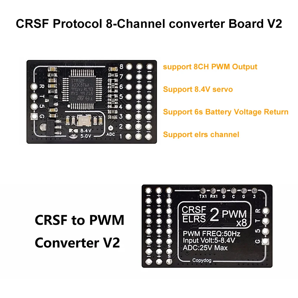 CRSF ELRS преобразователь PWM 8 CH плата преобразователя V2 поддержка высоковольтного сервопривода 6S V возврат elrs3.0 все каналы