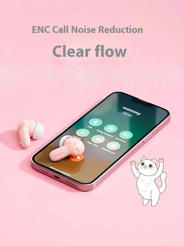 Фото Новые беспроводные Bluetooth-наушники Somic C10 с низкой задержкой, игровые музыкальные двухрежимные наушники с ENC, длительный срок службы батареи для Xiaomi №4