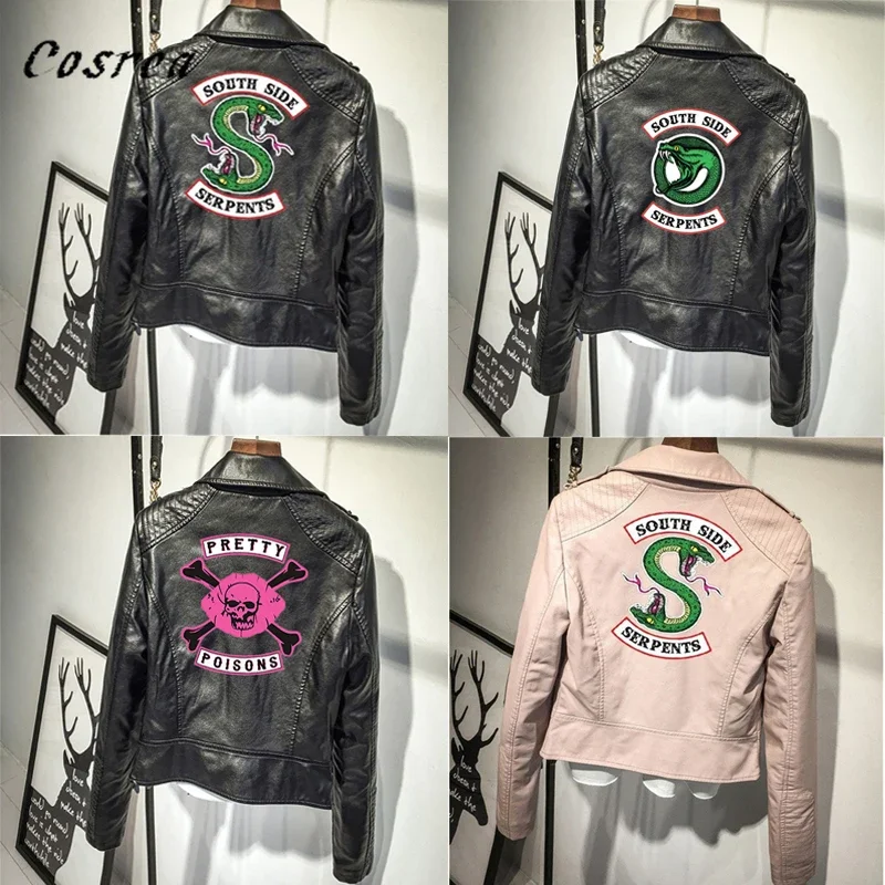 Куртка Riverdale, пальто South Side Serpents Riverdale Southside, куртки из искусственной кожи со змеями, уличная кожаная верхняя одежда, женское пальто