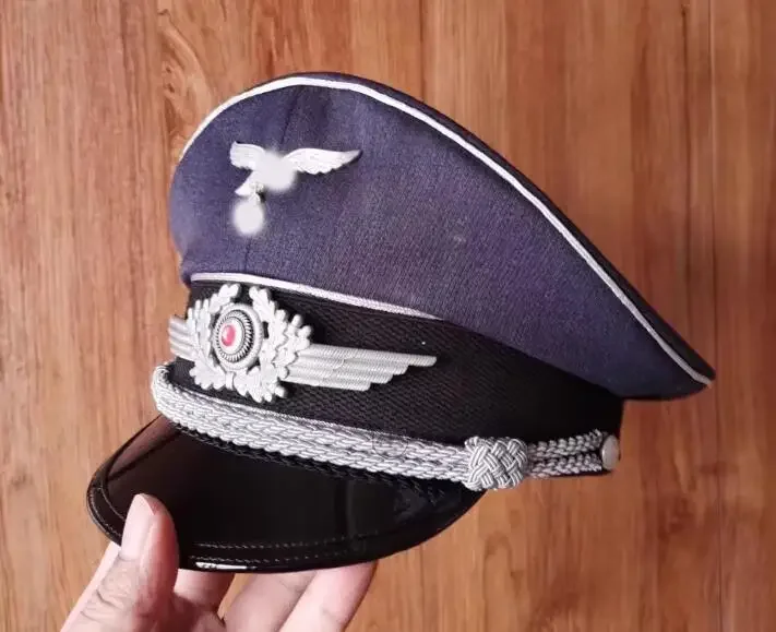 Немецкая шляпа с большими полями и жесткими полями, серебряный край, синяя брич-ткань ВВС