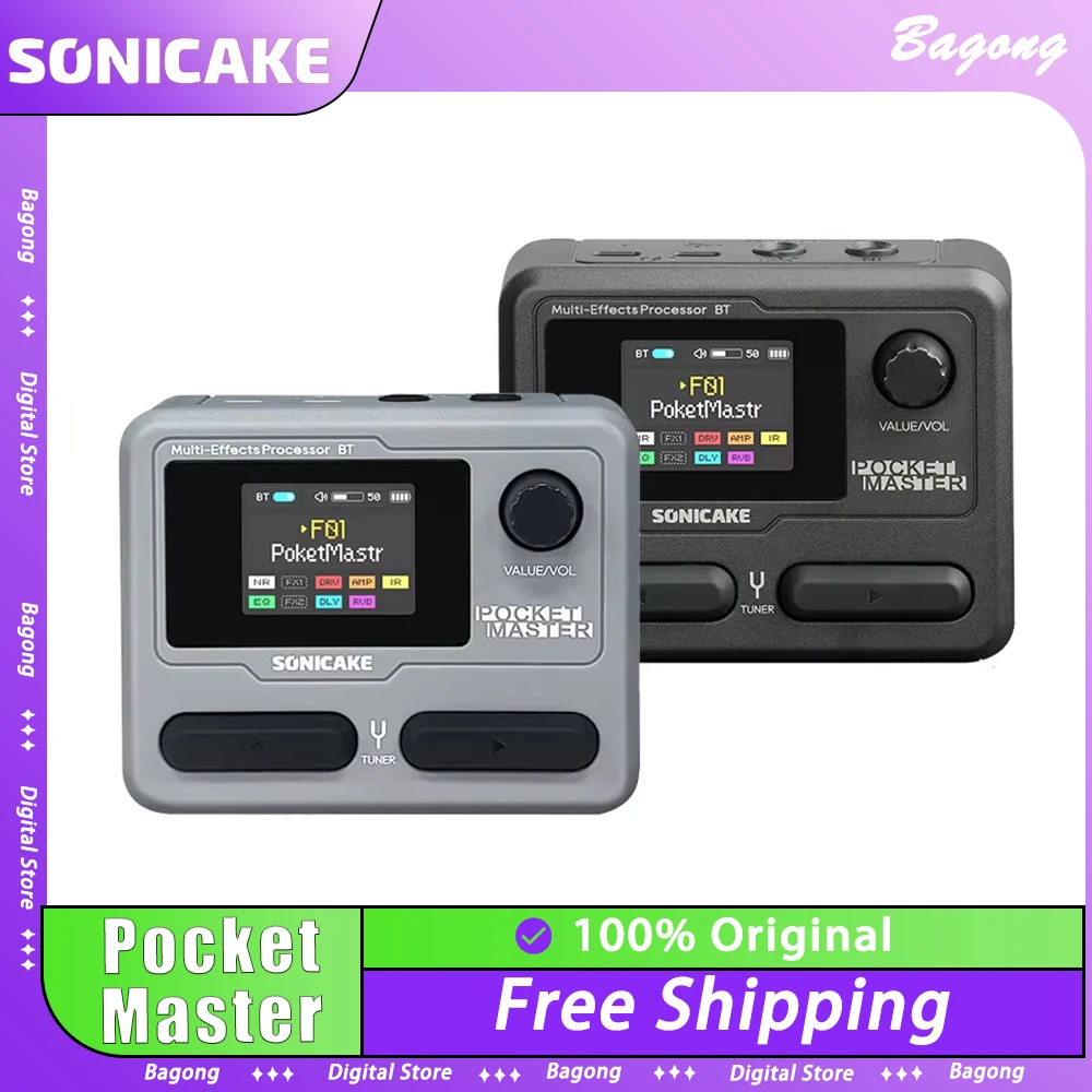 SONICAKE Pocket Master, усилитель баса для электрогитары, 1,77 дюйма, цветной ЖК-экран, моделирование ИК-мультиефектов с петлером OTG на заказ