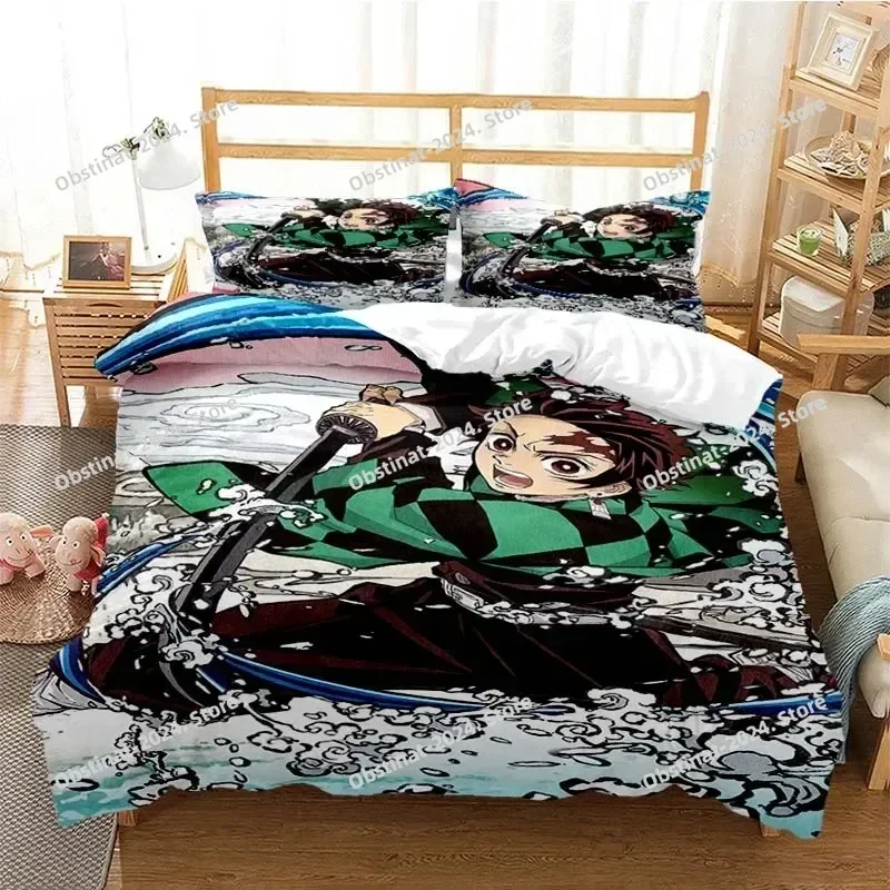 Новый пододеяльник с 3D принтом аниме «Убийца демонов» Nezuko Tanjirou, комплект постельного белья Double Twin Full Queen King, пододеяльник для взрослых и детей