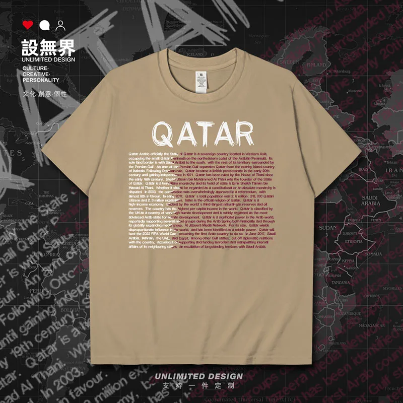 Фото Мужская футболка State of Qatar QAT, новые топы, футболка с короткими рукавами, толстовка, национальная сборная, кантри, летние модные трикотажные изделия №3