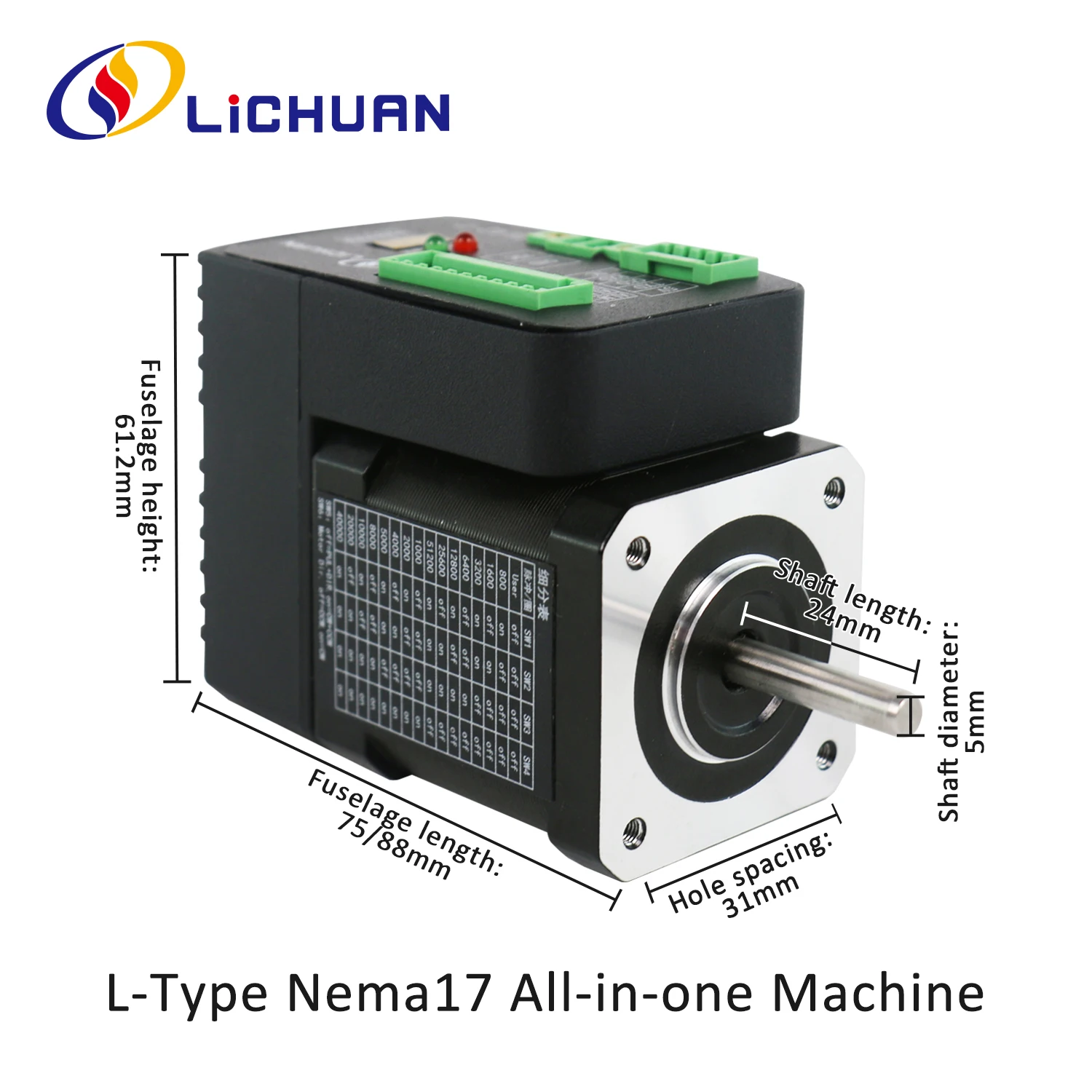 Фото Lichuan Nema17 интегрированный гибридный шаговый двигатель DC24V Pulse/Modbus RS485/CANopen Control дополнительный двигатель диаметром 5 мм МИНИ-двигатель №3