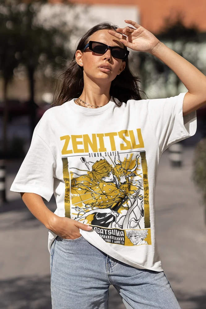 Фото Футболка Zenitsu с изображением рассекающего демонов Kimetsu No Yaiba, аниме футболка Nezuko Tanjiro №4