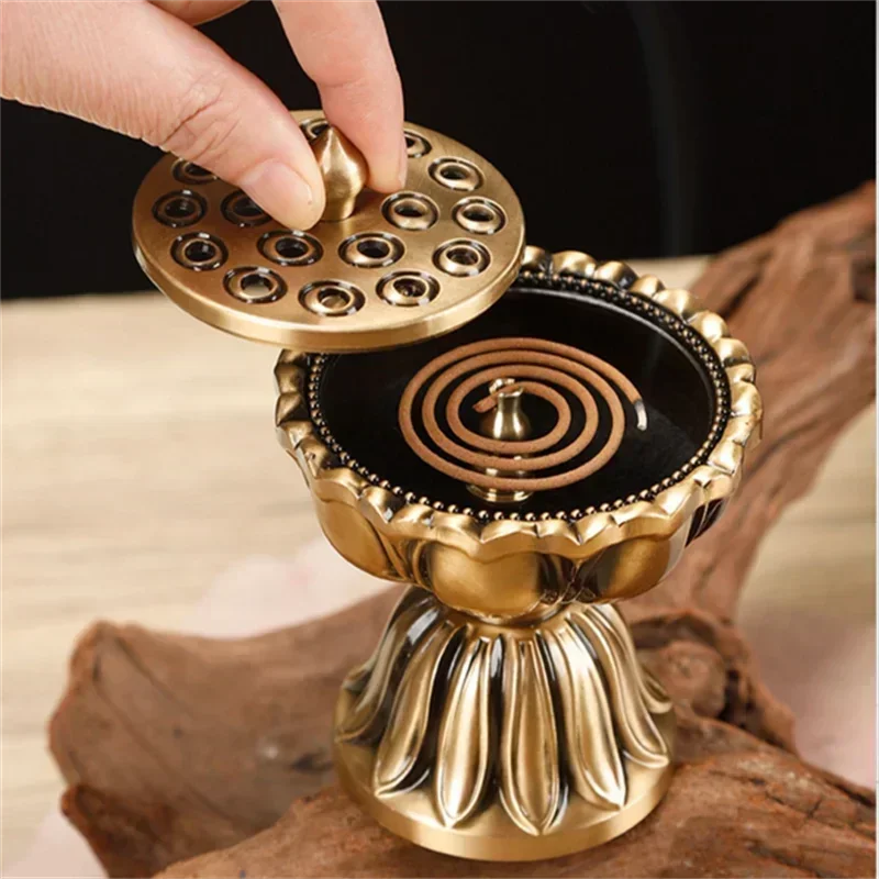 Фото Pure Copper Zen Lotus Медная курильница из чистой меди Антикварная лампа Old Treasure Lotus Лампа из сандалового дерева Курильница Китайские благовония №2