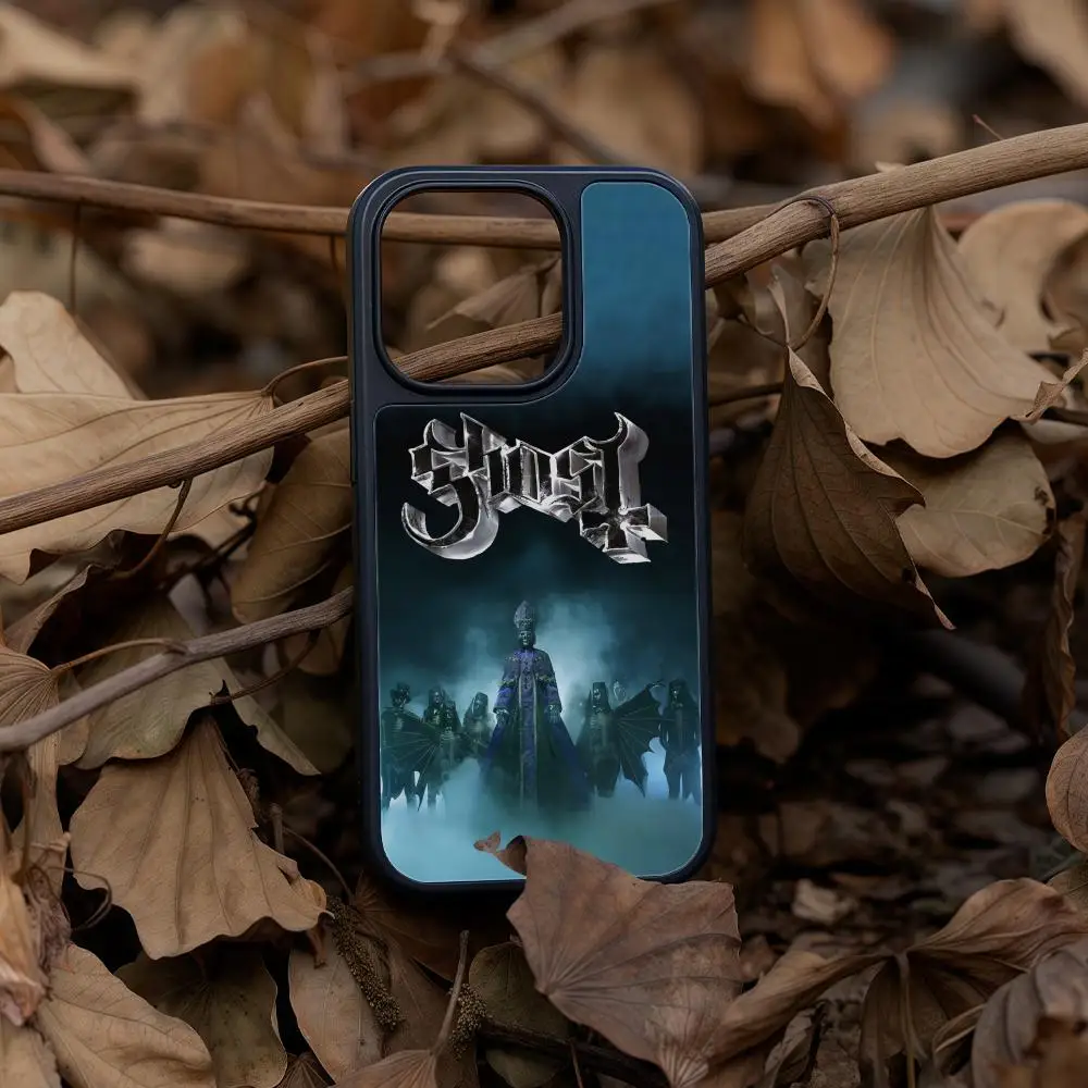 Чехол для телефона G-Ghost Band для iPhone 17, 16, 15, 14, 13, 12, Pro Max Plus, черная рамка, акриловый твердый корпус из углеродного волокна