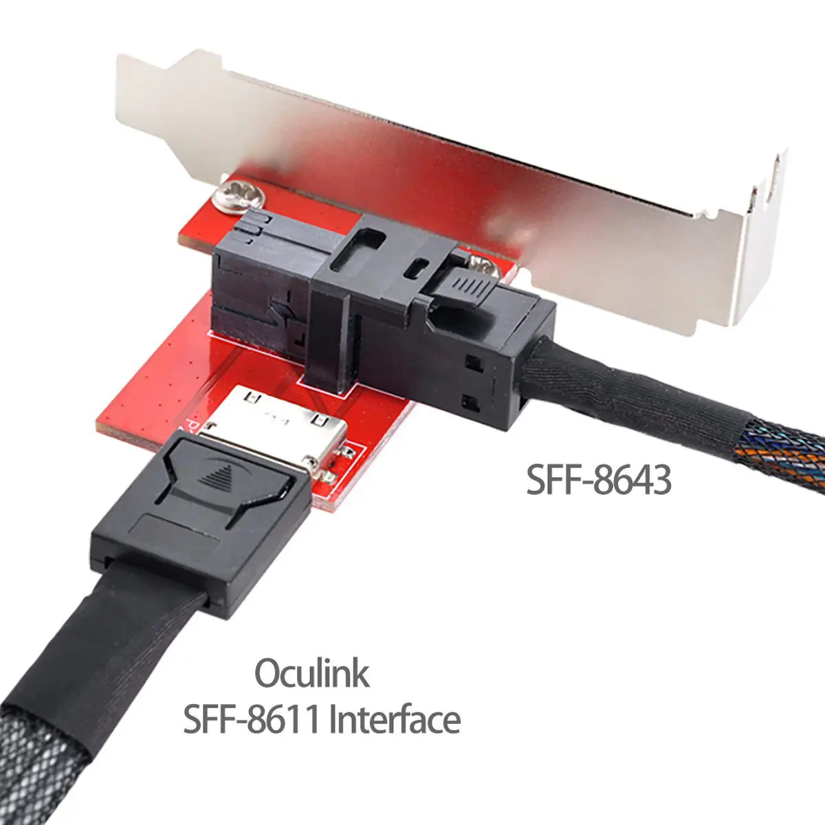 Фото CY Xiwai Mini SAS HD SFF-8643 PCI-Express 4.0 к Oculink SFF-8611 SFF-8612 Гнездовой адаптер PCBA с кронштейном №3