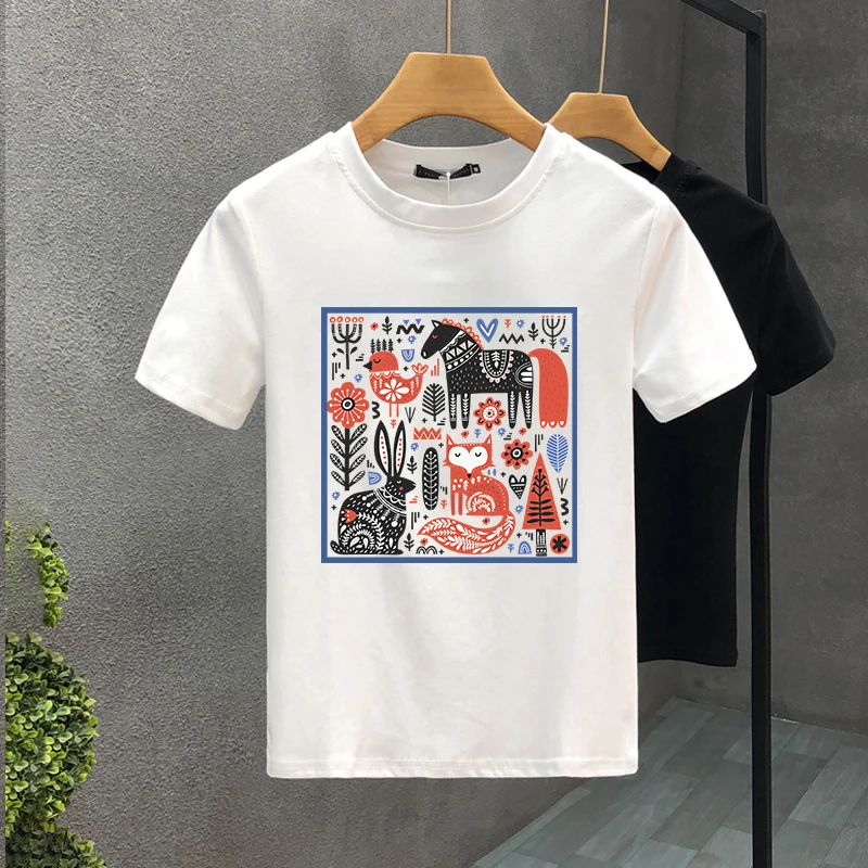 2023 горячая Корея стиль роскоши бренд Tshirt 100%хлопок ручной распиской футболки зоопарка летняя хараджуку женщин короткий рукав футболки