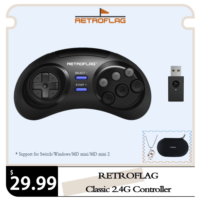 Фото Классический игровой контроллер RETROFLAG 2,4G, беспроводной геймпад Turbo для Nintendo Switch,Window,MD Mini,MD Mini 2,Raspberry Pi №1