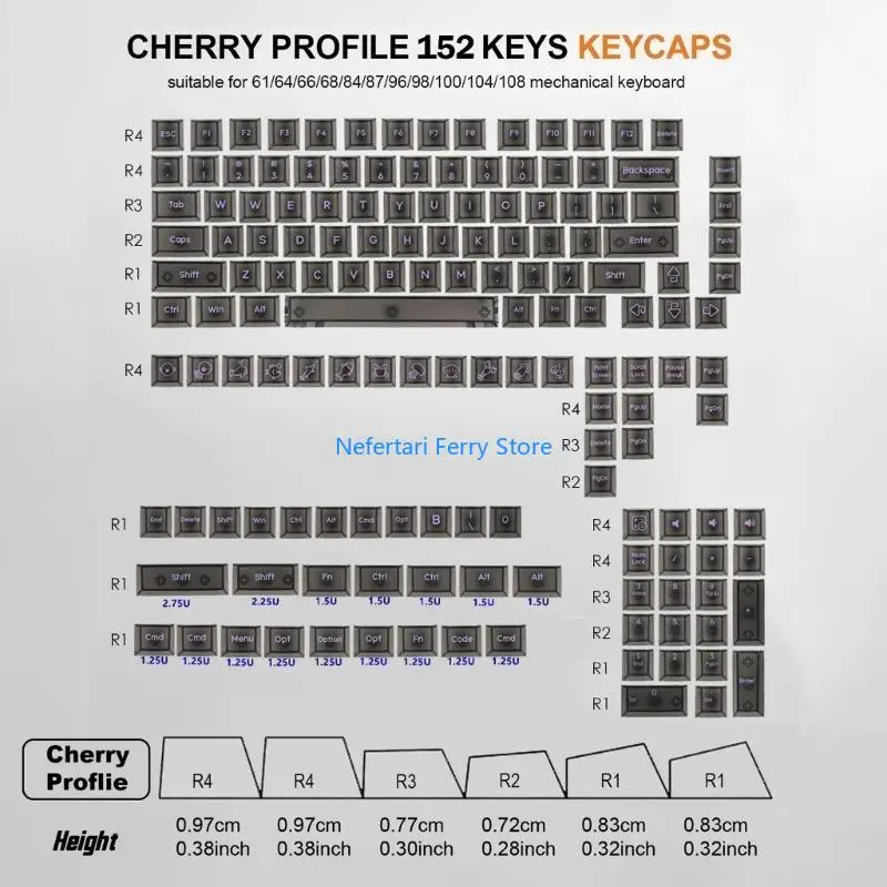 A9BD Black Translucest Keycap, 152 клавиши для механических клавиатур, плавное набор для геймеров и программистов (art.: 3920cf31dac43) - 3920cf31dac43