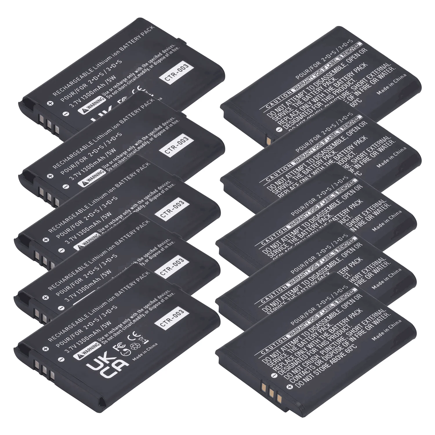 Аккумулятор CTR-003 для консоли Nintendo 2DS 3DS, литий-ионные аккумуляторы емкостью 1300 мАч, 3,7 В (не совместим с новым 3DS XL/LL)