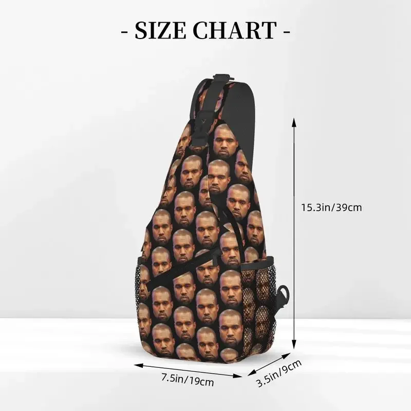 Фото Пользовательский Kanye West Funny Meme Sling Chest Crossbody Bag Мужской повседневный рюкзак на плечо для пеших прогулок №3