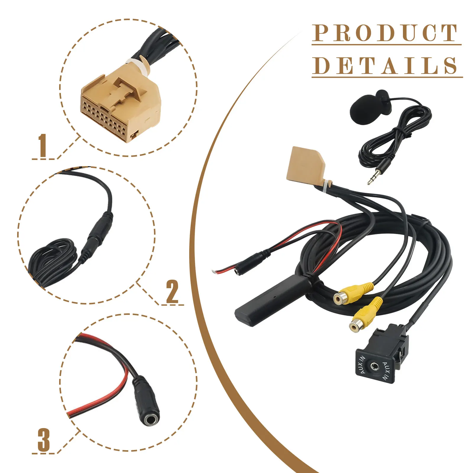 Фото Microphone Cable Adapter Car Black Bluetooth-compatible For MMI 2G Panel High Quality Music Audio Mic Plastic 12V №4
