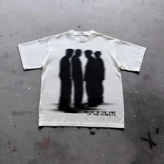 Street Atmosphere Virtual Shadow Characters Shadow Graphic Хлопковая футболка, гранж y2k эмо сцена Tapout Goth Amity Affliction
