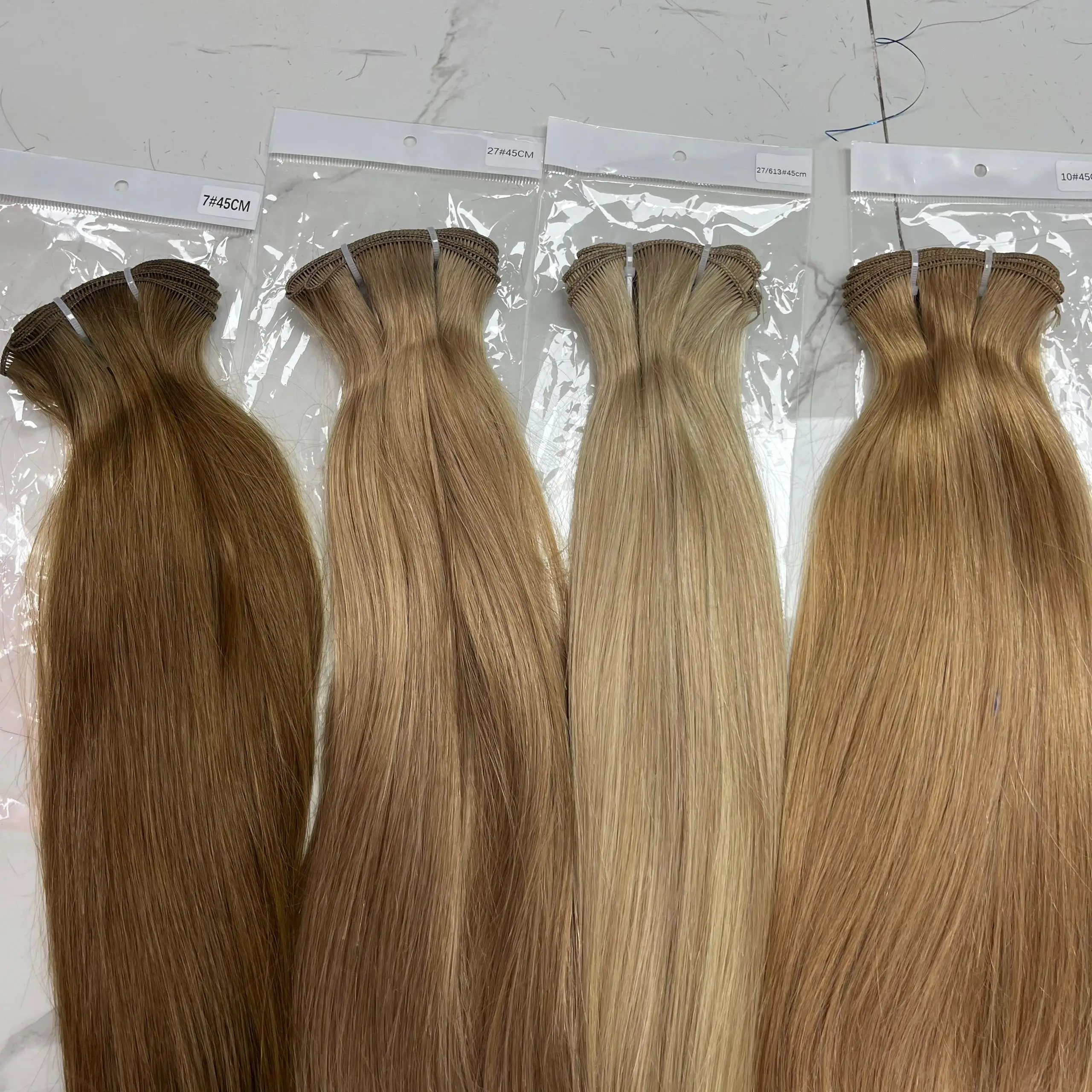 Фото Genius Weft, прямые бразильские 100% натуральные человеческие волосы, двойные вытянутые невидимые наращивание волос для женщин, плетение волос №2
