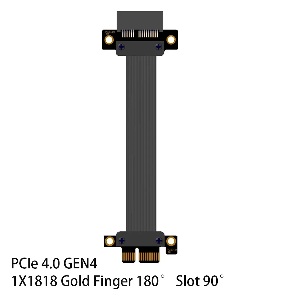 Фото Кабель PCIe 4.0 X1–X16 Riser, двойной прямоугольный Gen4 1x для карты PCIe WiFi, адаптера M.2 SSD, карта Firewire, USB PCIe, звуковой карты №4