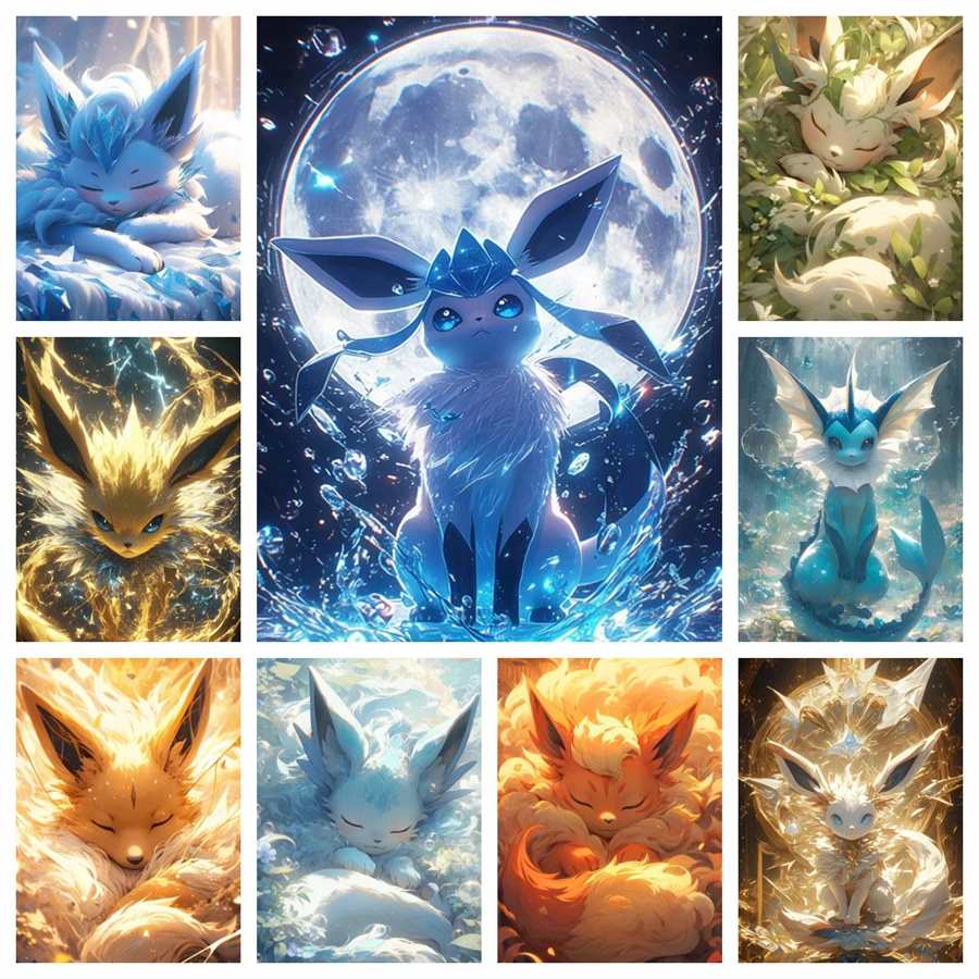 Набор алмазной живописи Pokemon Eevee, персонаж японского аниме с вышитым ромбом, акриловый материал