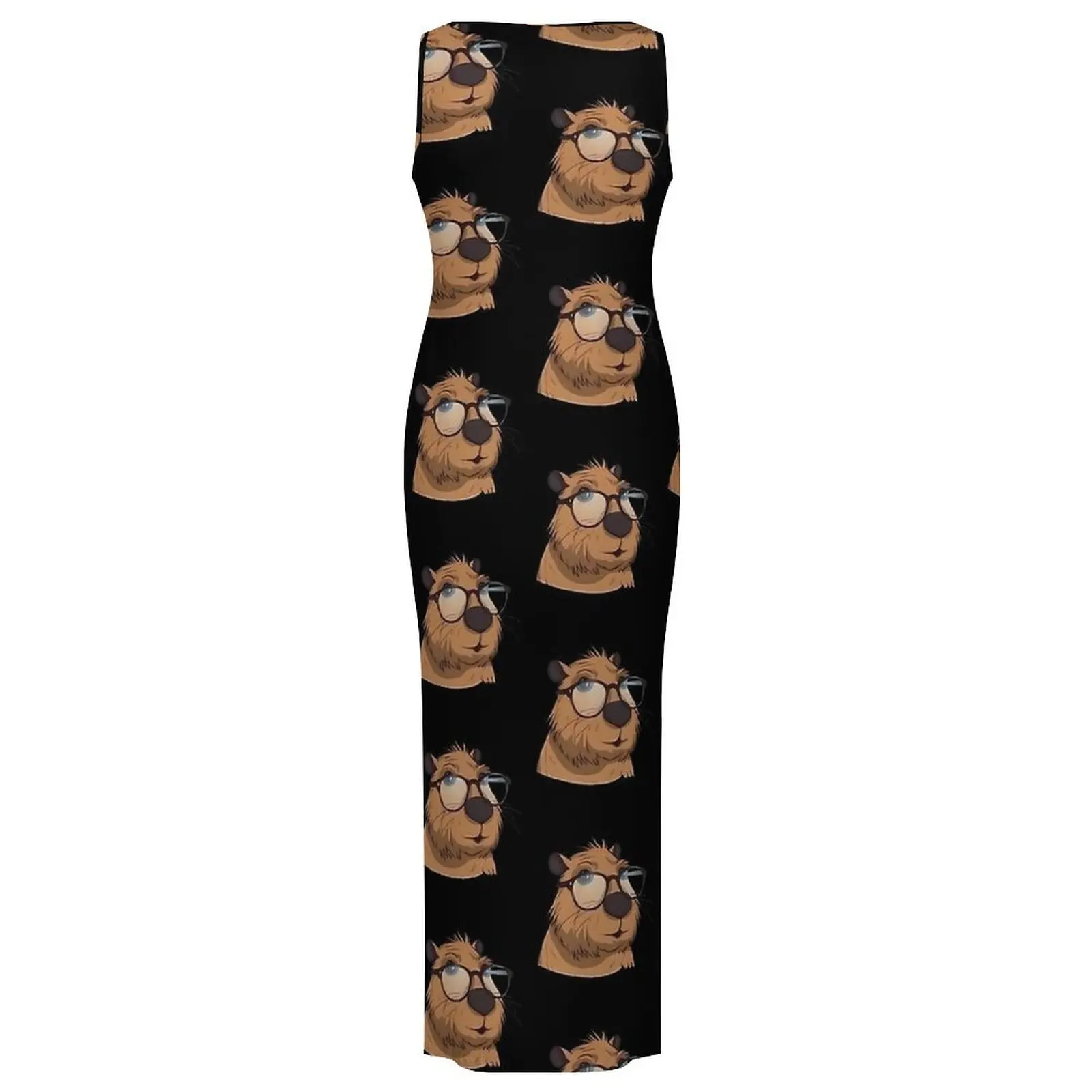 Фото Платье Capybara Is My Spirit с животными, эстетические платья макси без рукавов, красивое облегающее платье, женское платье большого размера на заказ, Vestidos №3
