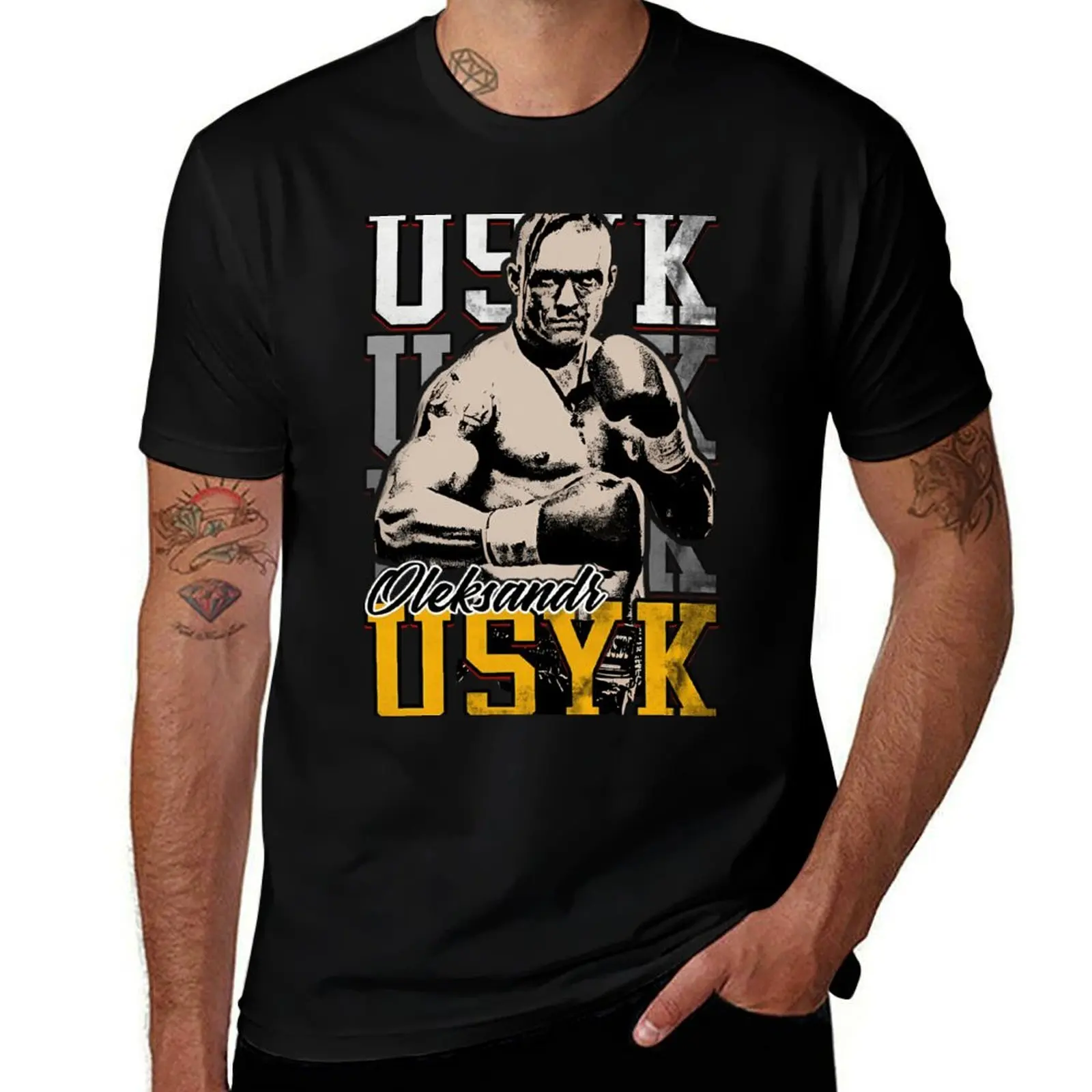 Usyk ретро винтажная футболка мужская повседневная забавная футболка из хлопка Мужская одежда