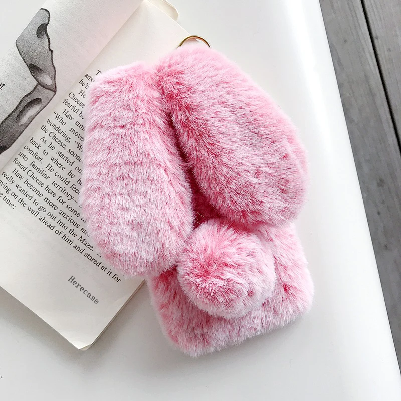 Мягкий плюшевый чехол для Samsung Galaxy S24 S23 S22 S21 S20 Ultra S10 S9 S8 Plus S21 FE S10E Furry Rabbit Bunny, теплый меховой чехол для волос (art.: 3920c3cc70a05) - 3920c3cc70a05