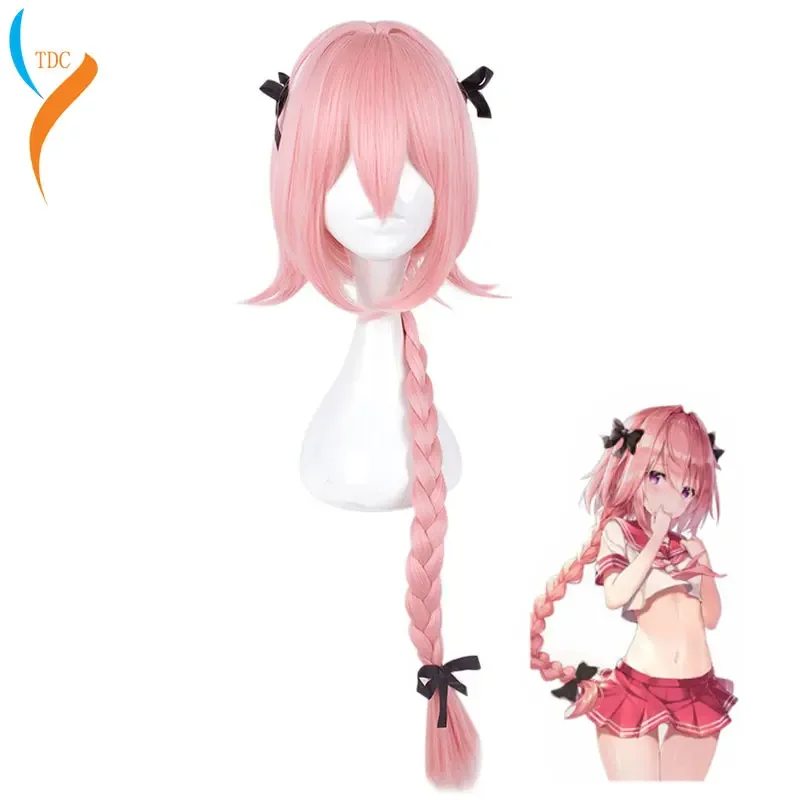 Новое поступление, парики для косплея Fate Apocryph Astolfo, 75 см, розовые термостойкие синтетические волосы Perucas, парик для косплея + шапочка для парика