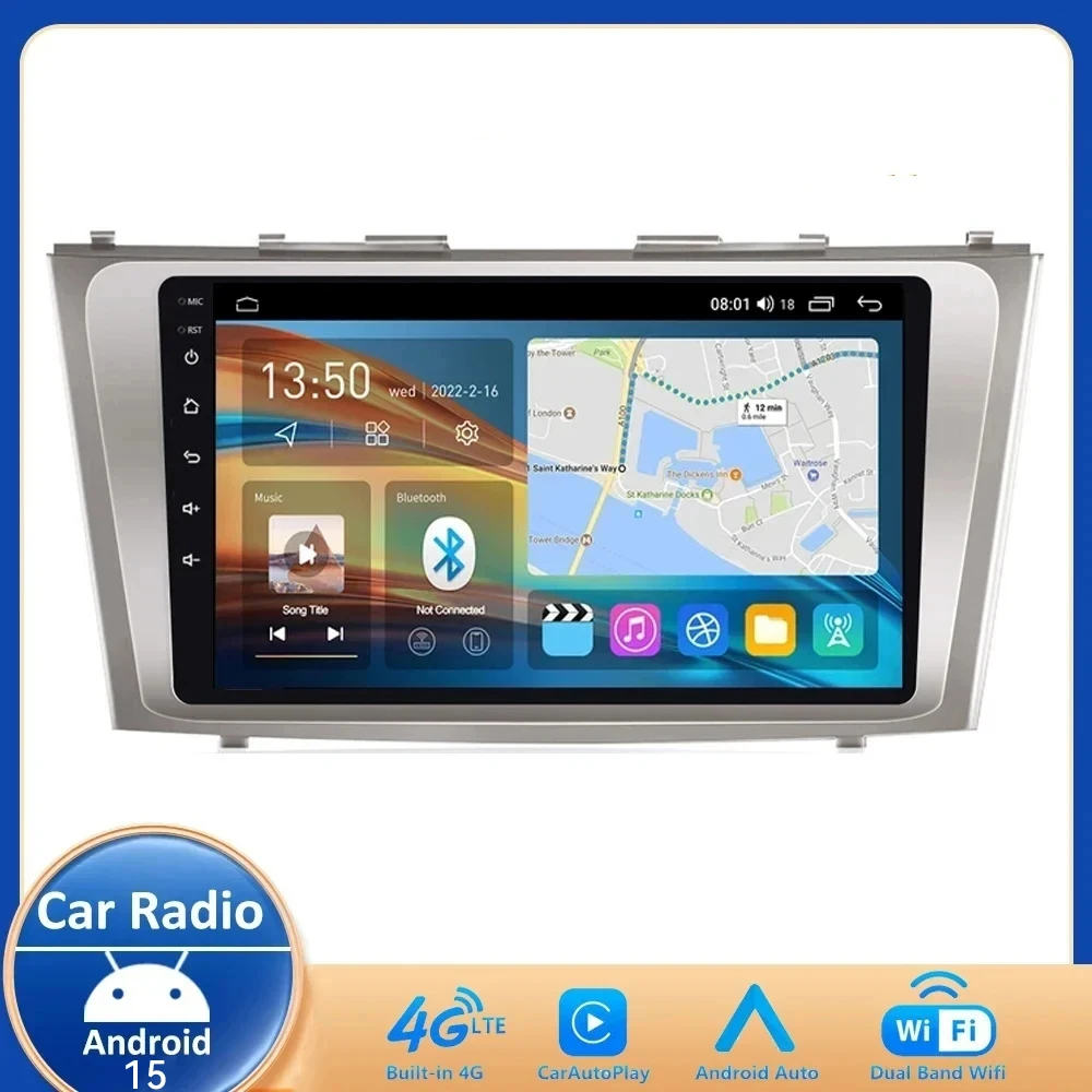 4G + Wi-Fi Android 15 Автомобильный мультимедийный GPS-навигатор Радио для Toyota Camry 6 XV 40 50 2006-2011 WIFI с разделенным экраном BT-плеер