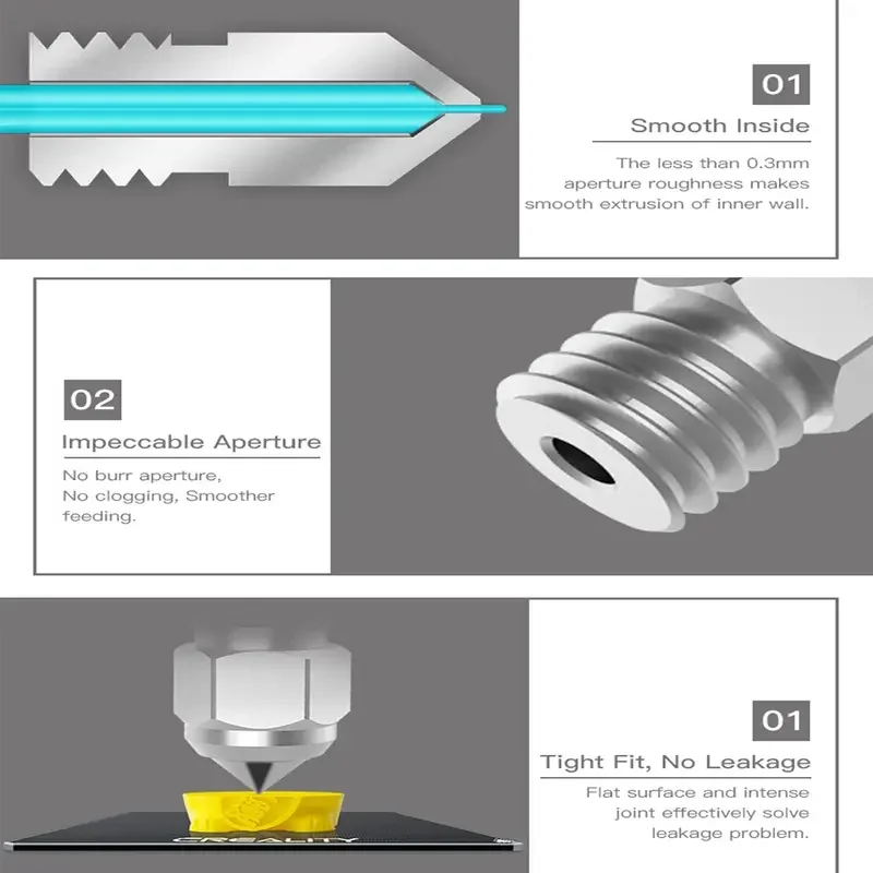 Фото Обновление серии Creality Ender 3 S1, 5 шт., медное сопло 0,4 мм для комплекта экструдера Sprite/Ender-3 S1/CR-10 Smart Pro, детали 3D-принтера №5