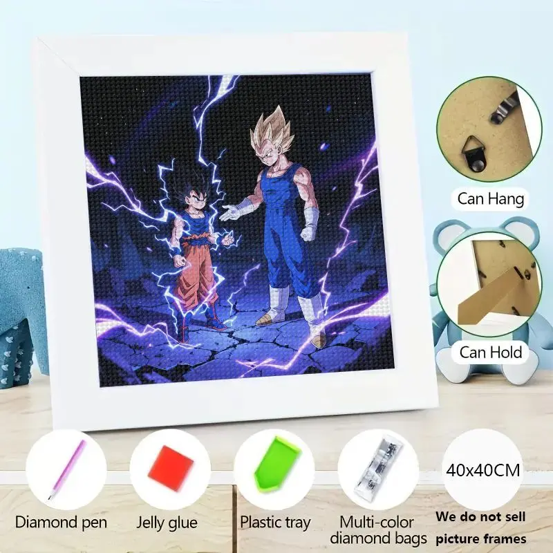 1 шт. Dragon Ball Z Goku & Vegeta 5D DIY комплект алмазной живописи, полная дрель аниме Super Saiyan Power-Up Lightning Scene Diamond Art