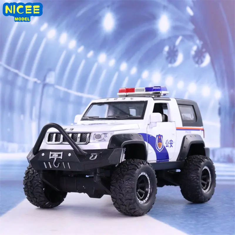 1:32 Jeep BEIQI большой автомобиль полицейский внедорожник литый под давлением металлический сплав модель автомобиля со звуком фотосессия детская игрушка Подарки A48