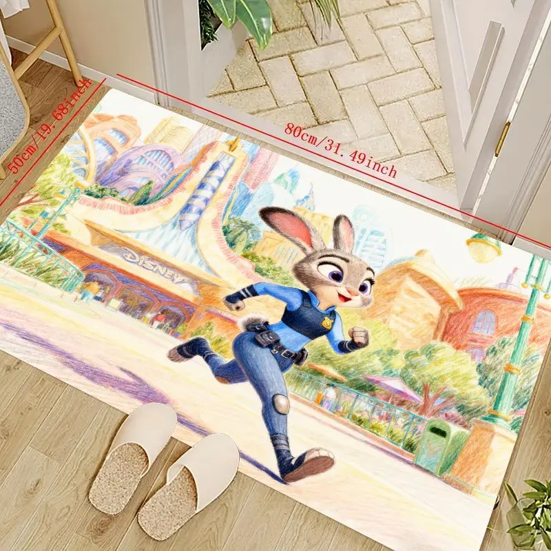 1 шт. Disney Zootopia Judy Hopps мультяшный кролик полицейский напольный коврик, 80x50 см нескользящий мягкий коврик для гостиной, спальни, детской комнаты Товары АСГ