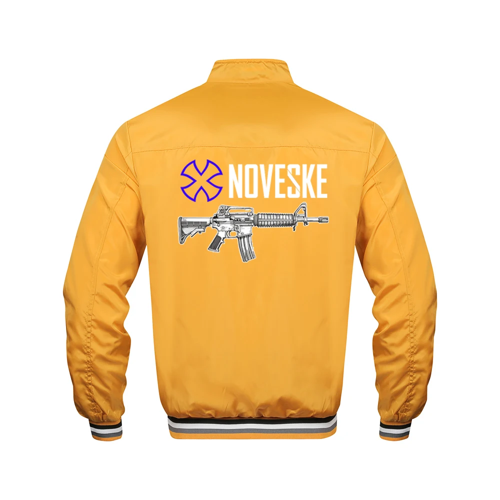 Фото 2024, весенне-осенняя забавная куртка с принтом Noveske, тонкая однотонная куртка на молнии, пальто, мужские уличные модные толстовки с круглым вырезом и длинными рукавами №5