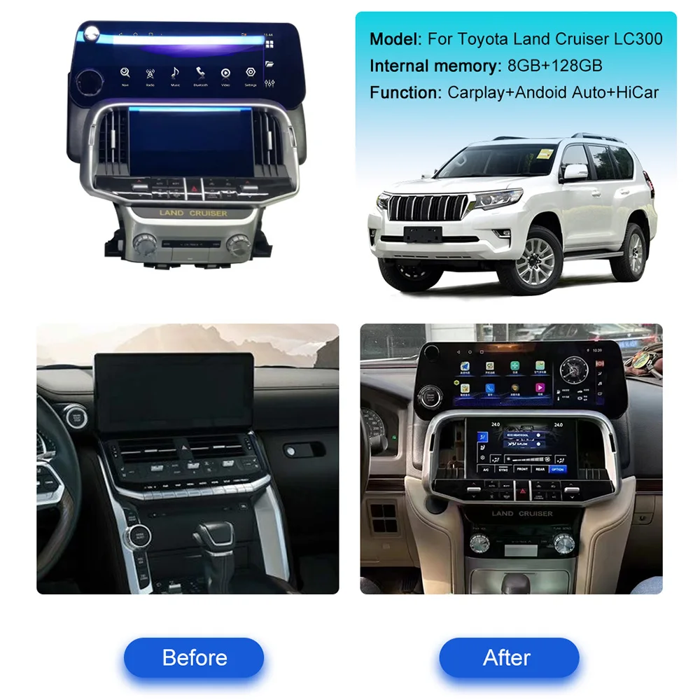 Для Toyota Land Cruiser LC300 Android Auto Carplay автомобильный радиоприемник автомобильный мультимедийный стереоплеер GPS-навигация головное устройство
