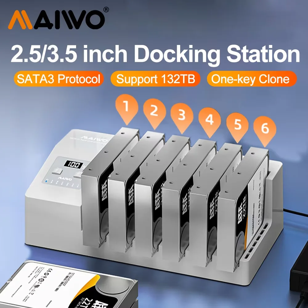 Внешний жесткий диск MAIWO 6 Bay 2,5 дюйма/3,5 дюйма SATA HDD SSD