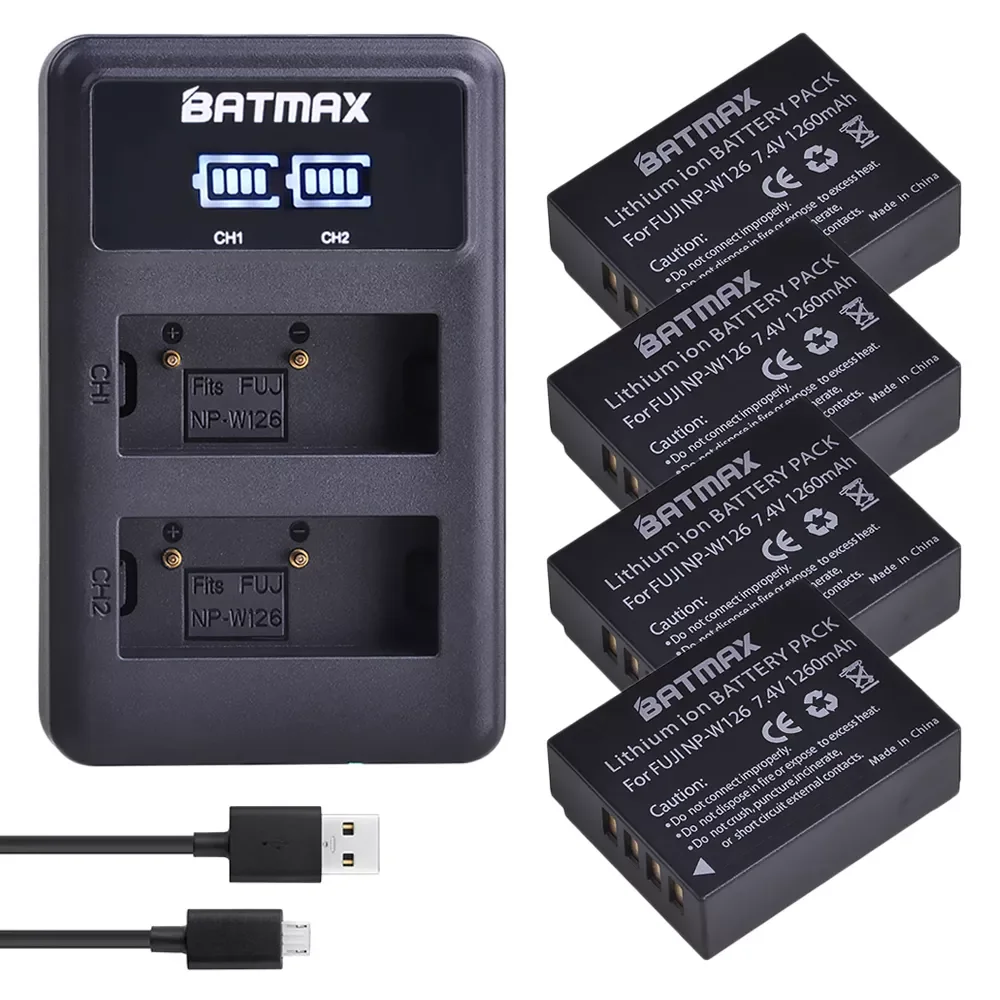 Новинка, 4 шт., 1260 мАч, фонарь, NP W126, фонарь W126S + двойное зарядное устройство со светодиодной подсветкой для Fuji, фонарь XT1,HS30EXR, HS33EXR, X, PRO1