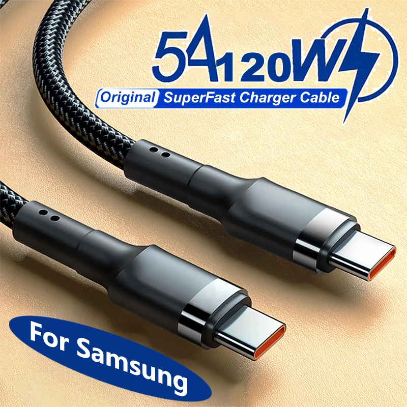 Зарядный кабель PD 120 Вт для Samsung S24 S23, USB C на USB Type C, быстрое зарядное устройство для iPhone 15 Plus Pro Max Xiaomi 11 4,0