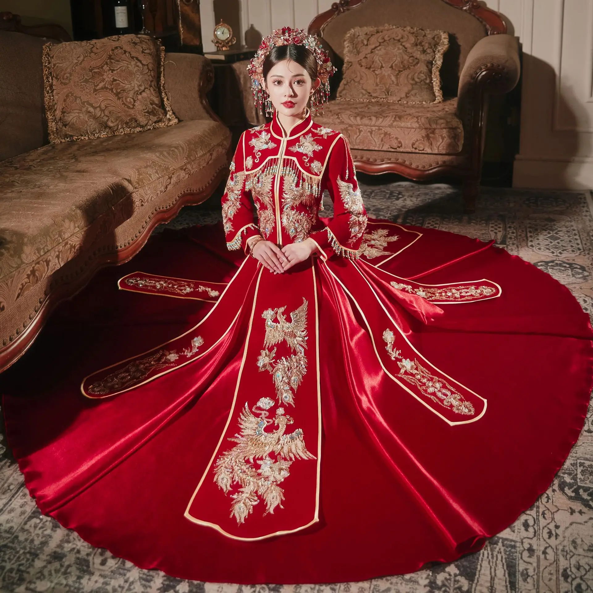 Платье Xiuhe с драконом и Фениксом для невесты, маленькое китайское свадебное платье, новинка 2022, свадебное платье, потрясающее платье для свадьбы