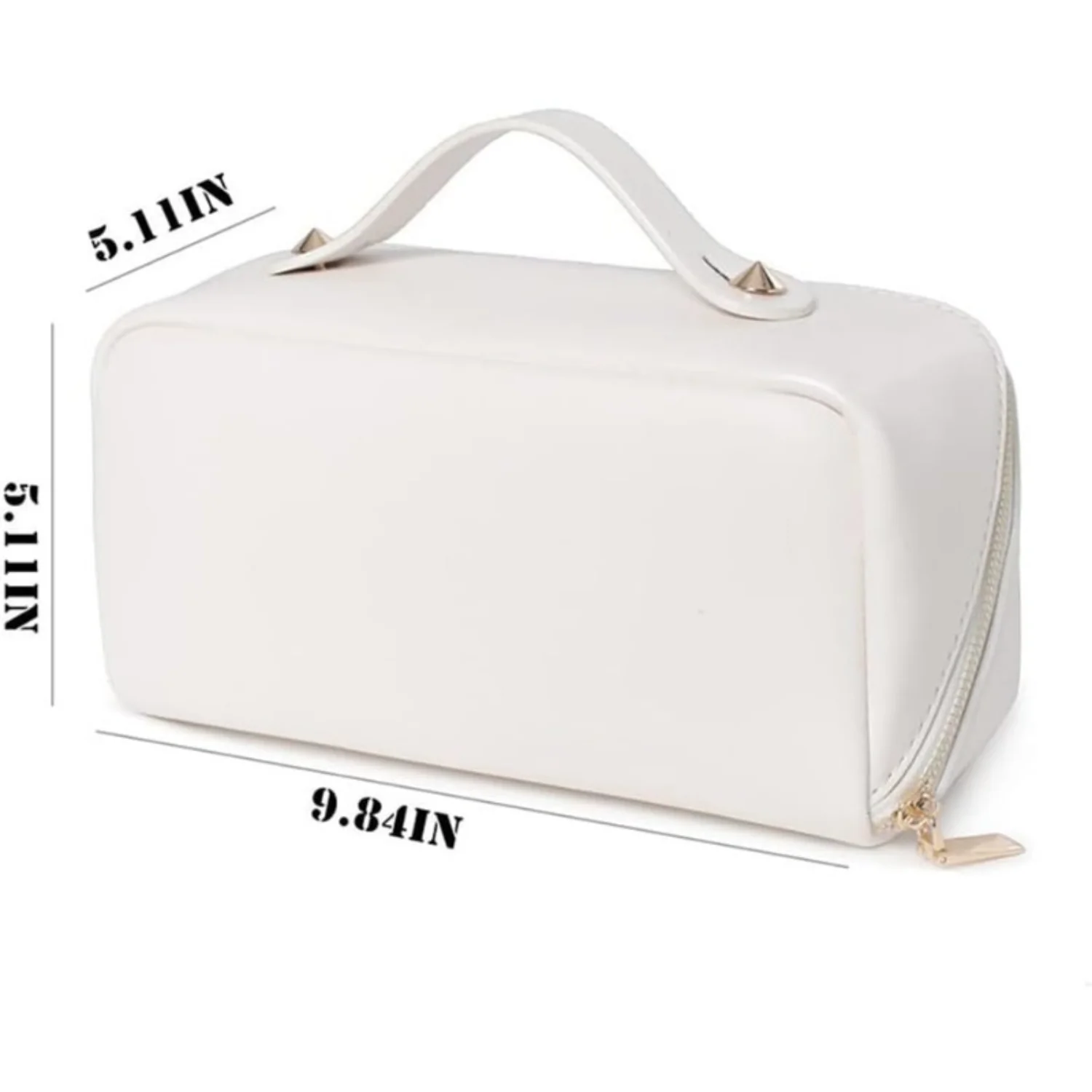 Фото Makeup Bag Large Capacity Travel Cosmetic Bag Portable PU Leather Waterproof Makeup Organizer Bags for Women with Handle Open Fl №5